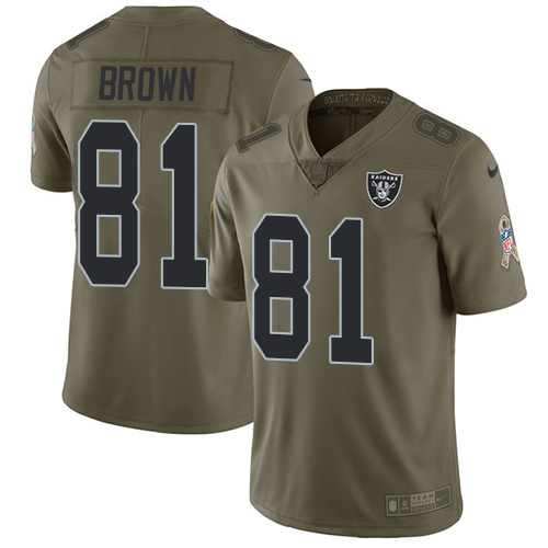 Men Custom Oakland raiders 81 Brown Green NFL jersey